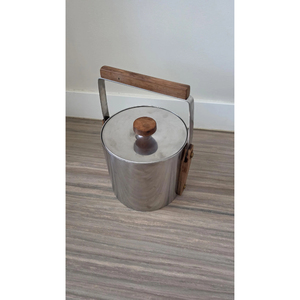 Seau à glace en acier inoxydable fait main, grand seau à glace en métal pour boissons, avec poignées et couvercle en bois, idéal pour les fêtes - Product Image 4
