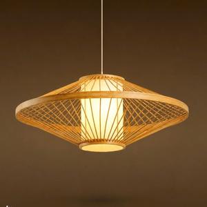 Lampe de plafond en bambou tissé sur mesure, économie d'énergie, commande sans fil, hauteur réglable, luminaire suspendu pour salon - Product Image 3