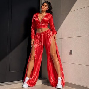 Pantalon en velours pour femme, grande taille, avec cordon de serrage, sexy et décontracté, coupe large, extensible, taille mi-haute, respirant, pour l'été, pour adultes - Product Image 3