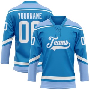 Nouveau Maillot de Hockey sur Glace Tendance Personnalisé avec Nom d'Équipe, Unisexe Adulte, en Maille Respirante, Col en V, Manches Longues, 100% Coton - Product Image 1
