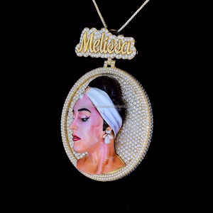 2025 nouvelle tulipe glacé nom personnalisé caution Photo personnalisée 3D pendentif personnalisé charme émail Hip Hop bijoux - Product Image 2