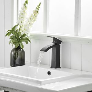 Rubinetto Moderno Monocomando Nero Spazzolato per Lavabo Bagno, Miscelatore Monoforo per Lavandino - Product Image 5