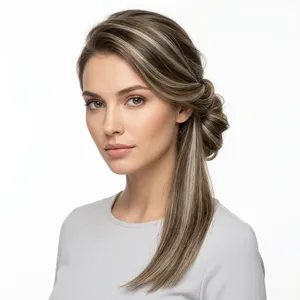 Ensemble complet de cheveux humains blonds cendrés ombrés, densité 100 %, taille personnalisable, cheveux Remy - Product Image 6