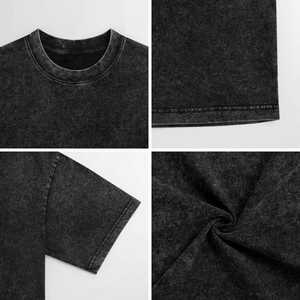 เสื้อยืดคอตตอนสีดำทรงโอเวอร์ไซส์สำหรับผู้ชาย แขนสั้น คอกลม พิมพ์ลายตัวอักษร สไตล์ลำลอง ทรงพอดีตัว ดีไซน์ด้านหน้า - Product Image 3