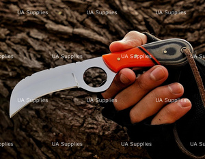 มีดล่าสัตว์ UA Supplies ใบมีดเหล็กกล้าไร้สนิมเกรดอุตสาหกรรม ปลายแหลม ด้ามไม้แบบมีรูสำหรับนิ้ว ขนาด 7.5 นิ้ว - Product Image 3