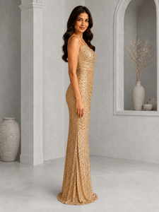 Nuevo Vestido de Verano para Mujer, Estilo Informal, Sin Mangas, Color Dorado, Cintura Natural, Largo hasta el Suelo, Simple, Transpirable y Lujoso - Product Image 2