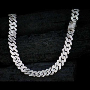 Cadena Cubana Chapada en Oro de Excelente Calidad, Collar de Plata 925 con Diamantes para Hombre, Eslabones Gruesos, Regalo de Compromiso, Joyería de Lujo para Boda - Product Image 4