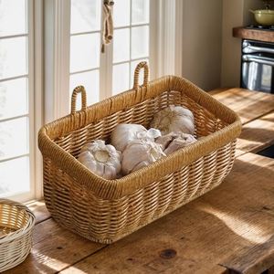 Panier en rotin rectangulaire ou rond fait main sur mesure, artisanat rustique tressé pour l'organisation, le rangement et la plantation d'arbres - Product Image 3