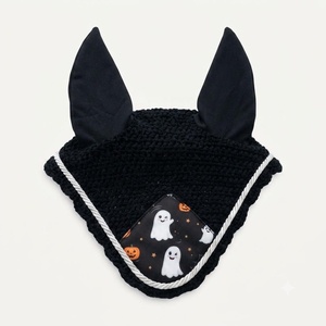 Halloween Horse Saddle Pad Set, Spooky Ghost Equestrian Gear, Matchy Matchy Fly Veil and Brushing Boots, Cute <b>Pumpkin</b> - Product Image 4