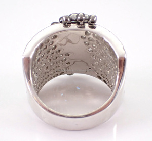 925 <b>Sterling</b> <b>Silver</b> Rhodium Plated Bezel <b>Set</b> Cluster <b>Ring</b> Unique Chunky Wide Hip Hop Style Unisex Anniversary Gift Jewelry - Product Image 4