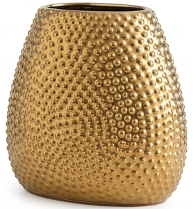 Handcrafted Beaded Textured Metal <b>Vase</b> <b>Gold</b> Finish Luxury Tabletop Flower <b>Vase</b> - Product Image 2
