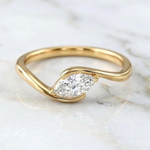 Bague en or jaune 9 carats certifiée IGI avec diamant fantaisie marquise de 1 carat cultivé en laboratoire, couleur F, pureté VS1, bijoux de luxe pour femme, cadeau de mariage - Product Image 6