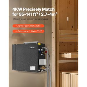 ระบบเครื่องกำเนิดไอน้ำสำหรับห้องซาวน่าในบ้าน 4 กิโลวัตต์ พร้อมตัวควบคุม ชุดระบายน้ำอัตโนมัติเชิงพาณิชย์ ป้องกันความร้อนเกิน สำหรับห้องสปา - Product Image 2