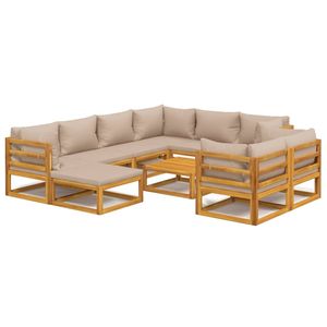Ensemble de salon de jardin en bois d'acacia massif taupe, taille standard, avec polyester, mobilier d'extérieur élégant - Product Image 2