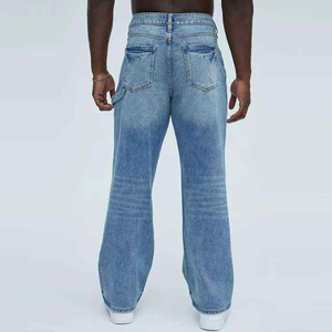 Pantalones Anchos de Mezclilla para Hombre, 100% Algodón, 14 Oz, Estilo Baggy, Fabricante OEM, Ropa Urbana, Jeans de Pierna Ancha para Hombre, Talla Grande - Product Image 4