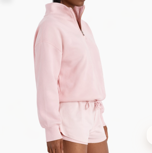 Custom Oversized <b>Stand</b> Collar 1/4 Zip Sweatshirt Solid Color <b>Drop</b> Shoulder Long Sleeve Knitted Breathable Autumn Wear Hoodies - Product Image 3