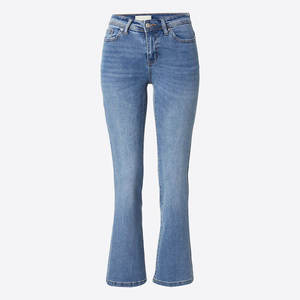 Jean Flare Longue en Denim Bleu Lavé de Haute Qualité pour Femme – Style Urbain Confortable - Product Image 1