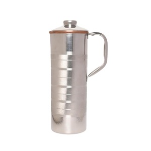 Carafe à eau en cuivre et acier inoxydable 2 litres (67,6 oz) – Intérieur en cuivre pur et extérieur en acier inoxydable – Design floral - Product Image 6