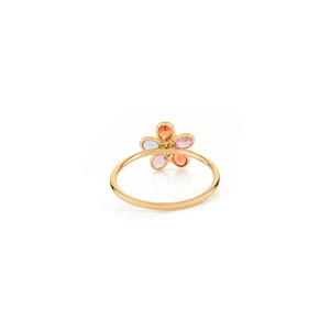 Collection de bagues florales en saphir arc-en-ciel naturel à 100 %, fabriquées à la main pour femmes, or jaune 14 carats, bijoux originaux - Product Image 6