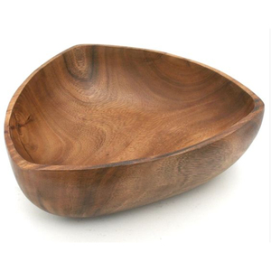Eco-Friendly Acacia <b>Wood</b> Salad Bowl Modern <b>Triangle</b> Design Three-Sided Handcrafted Natural <b>Wood</b> Serving Bowl for Kitchen Decor - Product Image 1
