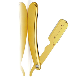 Golden <b>Single</b> <b>Blade</b> Safety <b>Razor</b> Plastic Handle Stainless Steel <b>Blade</b> Reusable Face Grooming Tool Custom Color OEM shaving <b>razor</b> - Product Image 5