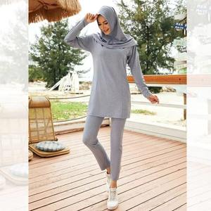 Ensemble de sport modeste grande taille de qualité supérieure pour femme avec fermeture éclair et poches, tenue de sport musulmane à séchage rapide et protection UPF30 - Product Image 1