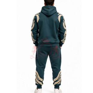 Conjunto Deportivo con Capucha para Hombre, Estampado Geométrico, Manga Larga, Ropa Casual, Transpirable, Hecho de Algodón, Corte Regular, Bolsillos Laterales - Product Image 2