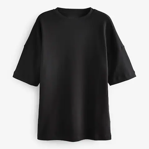 Camiseta de algodón negra extragrande para hombre, de manga corta y cuello redondo, estilo casual. - Product Image 1