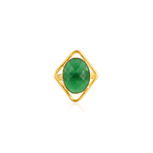 <b>Adjustable</b> Green Hydro Brass Handmade Gemstone <b>Ring</b> for Women - Product Image 1