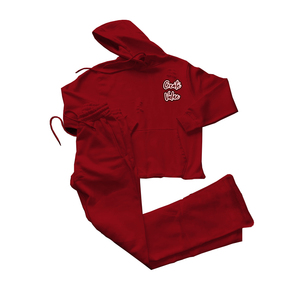 Conjunto Deportivo Off White para Hombre, Sudadera con Capucha Desgastada Color Crema, Pantalones Deportivos Anchos con Parches de Chenilla - Product Image 3