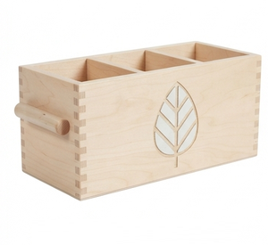 Cesta de madera floral pintada al por mayor, organizador de cocina hecho a mano para almacenamiento en el hogar - Product Image 3