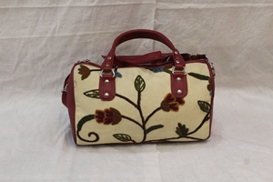 Bolso de lona de Cachemira con bordado Ari, correa de cuero PU, bolso de mano floral, bolso de viaje, logotipo personalizado - Product Image 6