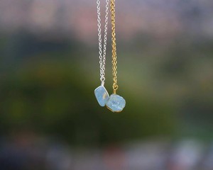 Natural Raw Aquamarine Pendant <b>Necklace</b> Blue Crystal Gemstone Handmade Silver Jewelry Healing Stone <b>Boho</b> Women Gift - Product Image 2