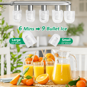 PSZBJ K12G Macchina Automatica per Ghiaccio, Capacità 50 libbre/giorno, Produzione Ghiaccio in 6-8 Minuti, 9 Pezzi per Batch, Vassoio Ghiaccio in PVC da 2 Litri - Product Image 3