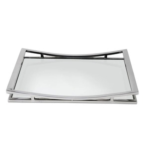 Bandeja Decorativa Rectangular Moderna de Metal con Diseño de Curva Geométrica, Paquete Individual - Product Image 2