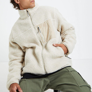 Wholesale Winter Polyester Full Zip Polar Sherpa <b>Fleece</b> <b>Jacket</b> Stand Collar with Custom Logo - Product Image 5