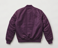 Blouson bomber violet pour homme, couleur unie, col montant, fermeture éclair, coupe décontractée, matière polyester, idéal pour l'automne