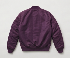 เสื้อแจ็คเก็ตบอมเบอร์สีม่วงสำหรับผู้ชาย สีพื้น คอตั้ง ปิดด้วยซิป สวมใส่สบาย ทรงปกติ ผลิตจากโพลีเอสเตอร์ เหมาะสำหรับใส่ในฤดูใบไม้ร่วง - Product Image 2