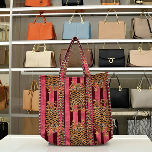 Bolsos de Mano Étnicos de Algodón Hechos a Mano para Mujer, con Cierre de Cremallera Acolchado, para Todas las Temporadas - Product Image 4