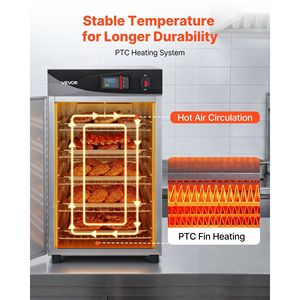 Scaldavivande Elettrico Commerciale a 5 Ripiani in Acciaio Inossidabile con Vassoio Raccogli-Acqua, Porta Singola e Ripiani Regolabili - Product Image 3