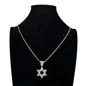 Colgante Hexagrama de Moissanita – Diseño Totalmente Cubierto de Piedras, Colgante Estrella Hexagrama Estilo Hip Hop de Moissanita en Plata 925, Pieza Destacada - Product Image 6