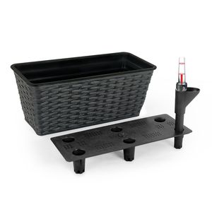 2 Pack Hand Woven Espresso Wicker <b>Rectangle</b> <b>Planter</b> Smart Self-watering for Indoor and Outdoor Flower <b>Pots</b> & <b>Planters</b> - Product Image 5
