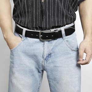 <b>Men's</b> Casual Genuine Cowhide <b>Leather</b> <b>Jeans</b> Belts Classic Work Business Dress Belt with Prong Buckle for <b>Men</b> - Product Image 3