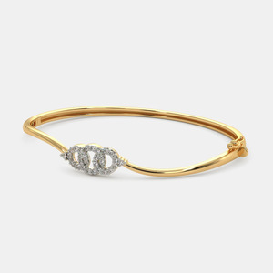 Brazalete Abierto de Oro con Tres Círculos de Diamantes - Product Image 3