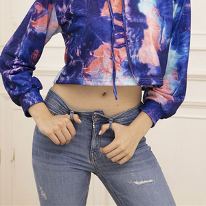 Solid Color Crop Top Wholesale <b>Hoodie</b> Women Sleeve Hoodies Crop Top For Girls Autumn <b>Thin</b> Hooded Cropped Pullover Women 100% - Product Image 5