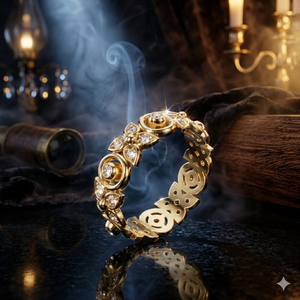 Anillo floral de oro amarillo para mujer, anillo de eternidad con cristales de lujo, regalo de joyería de moda para aniversario de boda - Product Image 1