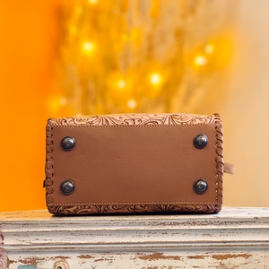 2026 Newly Arrive Beautiful Attractive Antique Designs And <b>Tooling</b> Florals Carved Genuine <b>Leather</b> Women's Mini Speedy Duffle Bag - Product Image 5