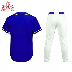 เสื้อเบสบอลสีน้ำเงินสำหรับผู้ชายพร้อมกางเกงสีขาว ชุดยูนิฟอร์มเบสบอลโพลีเอสเตอร์ระบายอากาศได้ดี ขนาดผู้ใหญ่ - Product Image 4