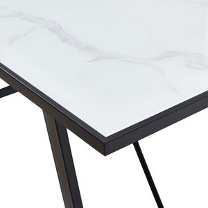 Table à manger blanche avec motif marbré et structure noire - Product Image 5