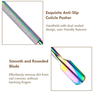 Empujador de Cutículas de Acero Inoxidable de Alta Calidad de 2 Puntas, Removedor de Piel Muerta, Herramienta de Limpieza para el Cuidado de Uñas, Pedicura y Manicura - Product Image 4